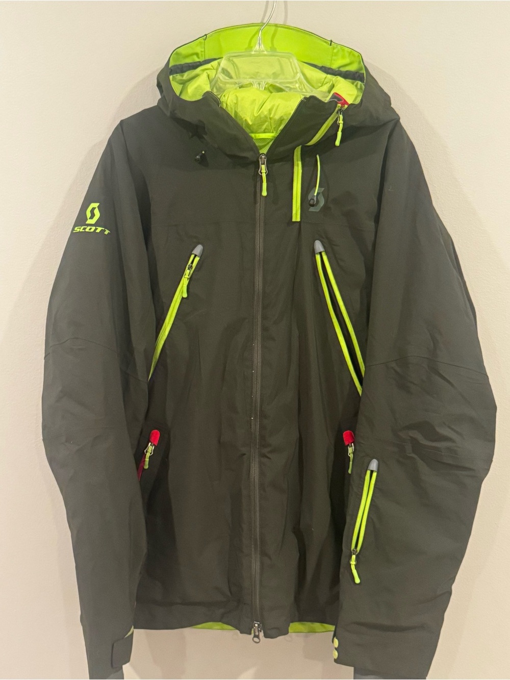 Scott Outerwear Mens Ski Snow Jacket Insulated Hooded Sz Large Gray Yellow